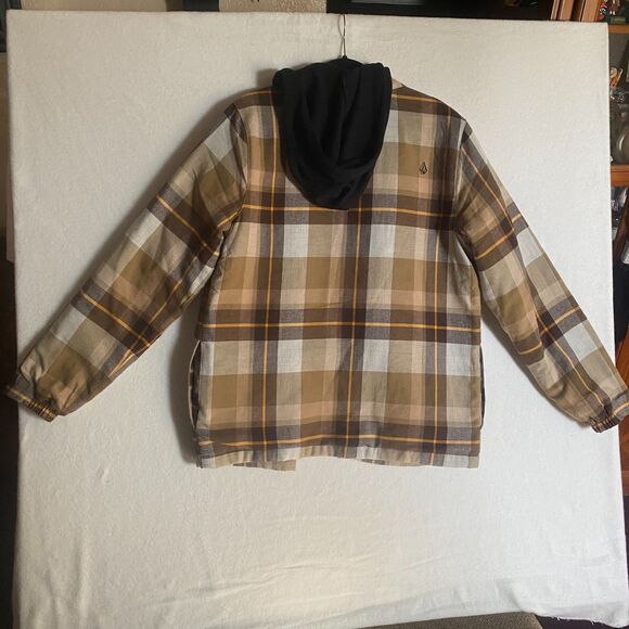 Volcom Khaki Insulated Riding Flannel Shirt Jacket - Sz M (Medium) - Picture 2 of 7